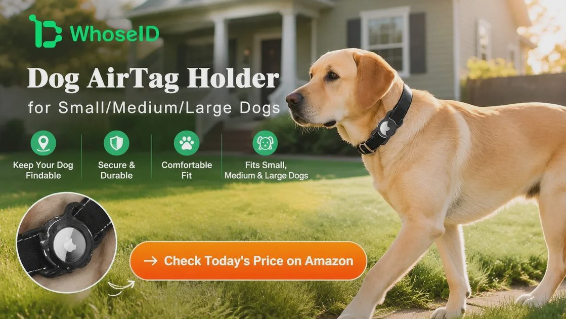 The WhoseID Waterproof AirTag Holder offered in Small, Regular and Large, plus a wide range of colors.