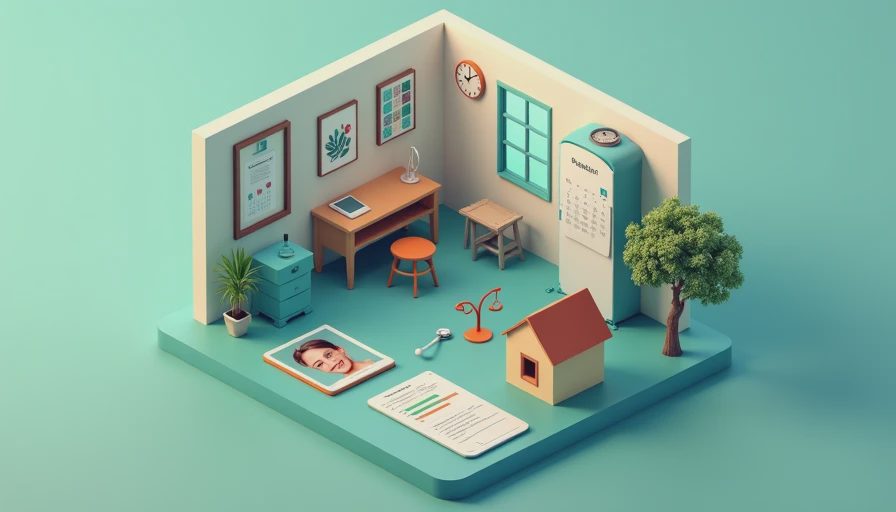 Illustration for balancing clinic and family
